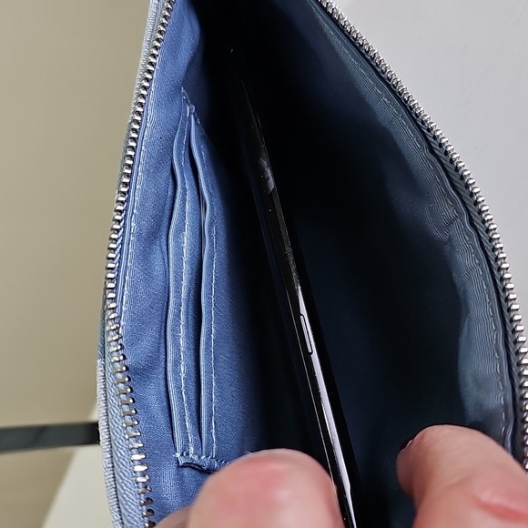 COACH Dempsey Corner Zip Wristlet  Signature Jacquard Stripe & Coach Patch NWT - Picture 8 of 12